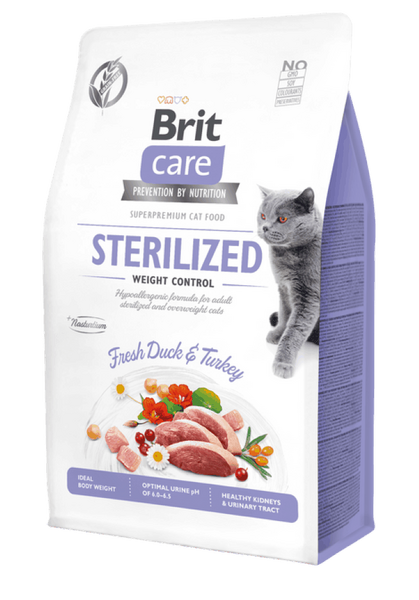 Brit Care Cat Pa Grurë Sterilizuar Kontrolli i Peshës 400 g