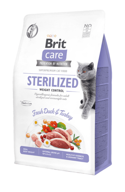 Brit Care Cat Pa Grurë Sterilizuar Kontrolli i Peshës 400 g