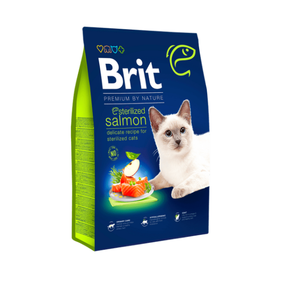 Brit Premium nga Natyrë Macë. Sterilizuar Salmon 8 kg