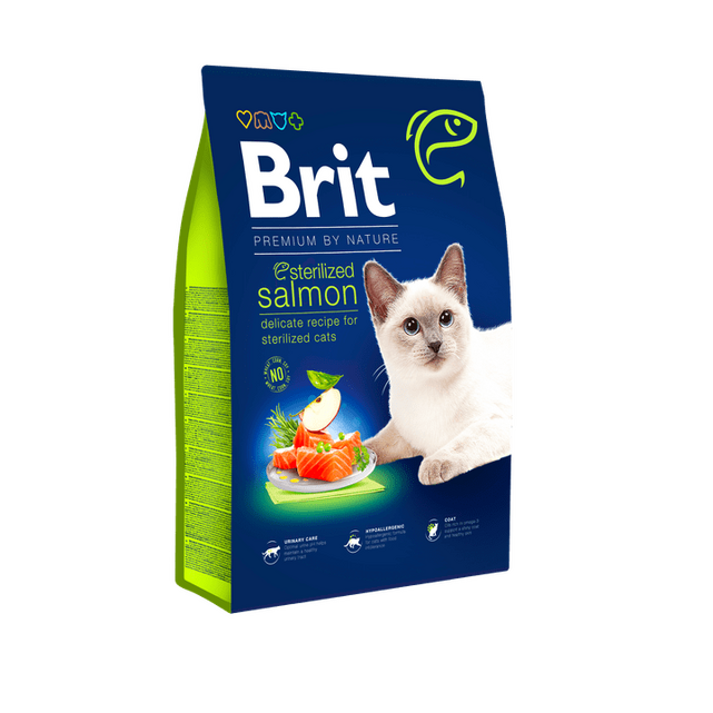 Brit Premium nga Natyrë Macë. Sterilizuar Salmon 8 kg