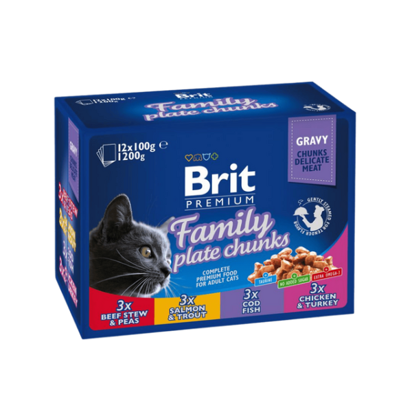 Brit Premium Pako për Maca Familja (12x100 g) 1,2 kg