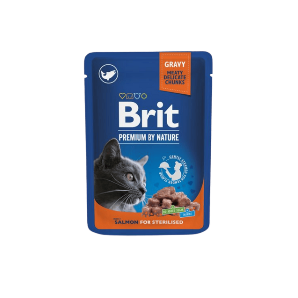 Brit Premium Pako për Maca Salmon për Sterilizuar 100 g