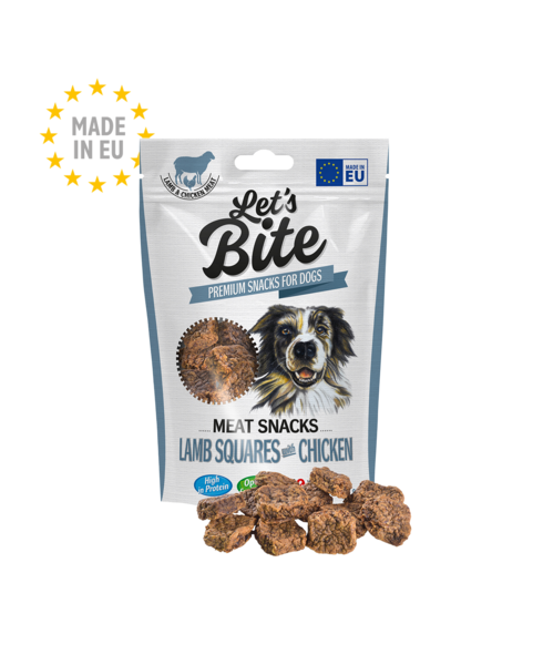 Le të kafshojmë Snacks Mishi Katrorë Qengji me Pulë 80 g