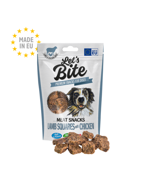 Le të kafshojmë Snacks Mishi Katrorë Qengji me Pulë 80 g