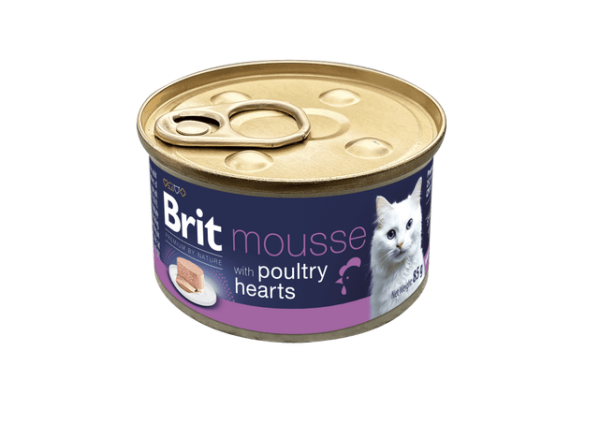 Brit Premium nga Natyrë Mousse për Macja me Zemra Pule 85 g