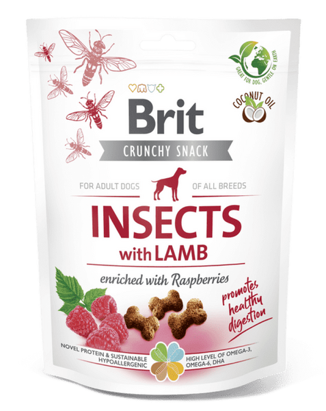 Brit Care Qeni Crunchy Cracker. Insekte me Qengj të pasuruar me Raspberries 200 g