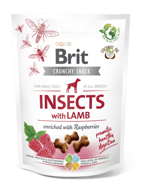 Brit Care Qeni Crunchy Cracker. Insekte me Qengj të pasuruar me Raspberries 200 g