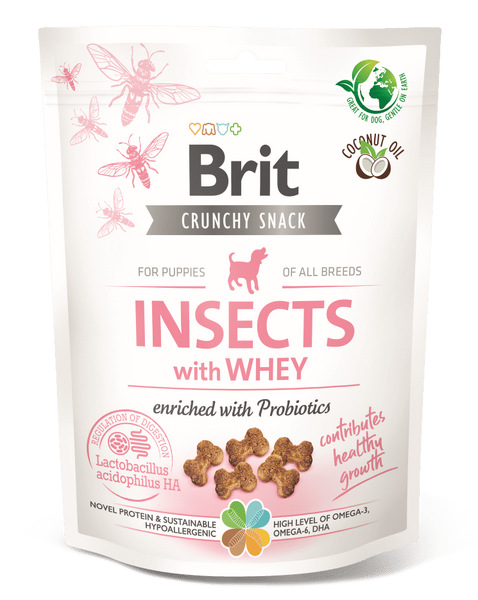 Brit Care Dog Crunchy Cracker Puppy. Insekte me. Whey e pasuruar me probiotikë 200 g