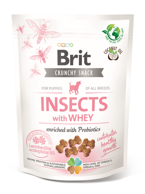 Brit Care Dog Crunchy Cracker Puppy. Insekte me. Whey e pasuruar me probiotikë 200 g