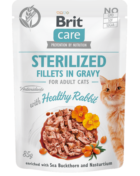 Brit Care Cat Sterilized. Fileta në Salcë me Qengj të Shëndetshëm 85 g
