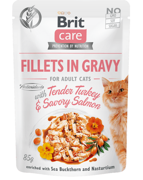 Brit Care Cat Fileta në Salcë me Kërpudha të Buta dhe Salmon të Shijshëm 85 g