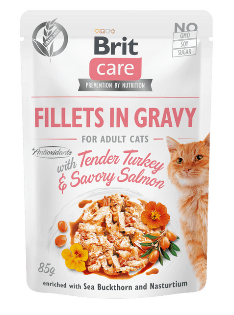 Brit Care Cat Fileta në Salcë me Kërpudha të Buta dhe Salmon të Shijshëm 85 g