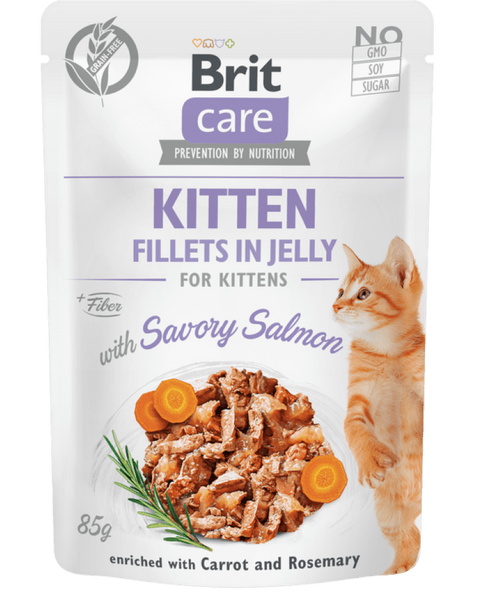 Brit Care Cat Kitten. Fileta në xhel me salmon të shijshëm 85 g