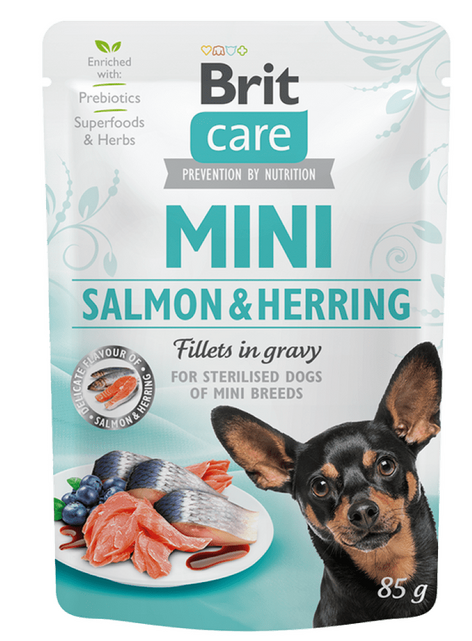 Brit Care Mini Salmon&Herring fileta të sterilizuara në salcë 85 g