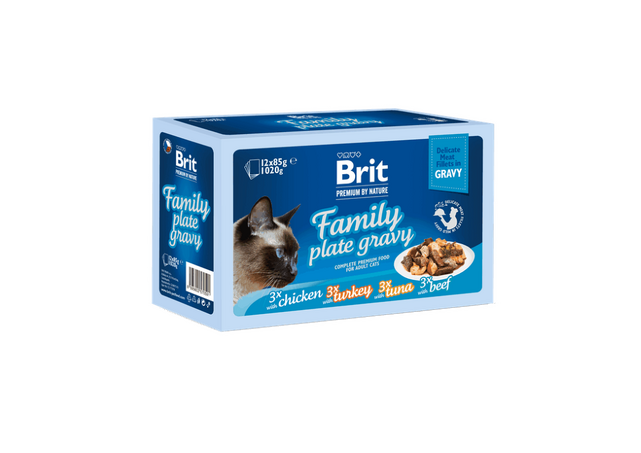 Brit Premium Macë Delikate Fileta në Salcë Familjare (12×85 g) 1,02 kg