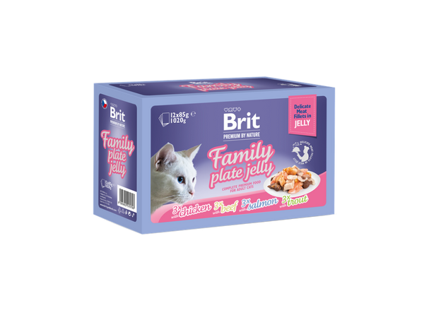 Brit Premium Macat Delicate Fileta në Xhel Familjar (12 x 85 g) 1,02 kg