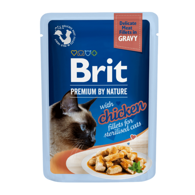 Brit Premium Cat Fileta Delikate në Sos me Pulë për Kafshët e Sterilizuara 85 g
