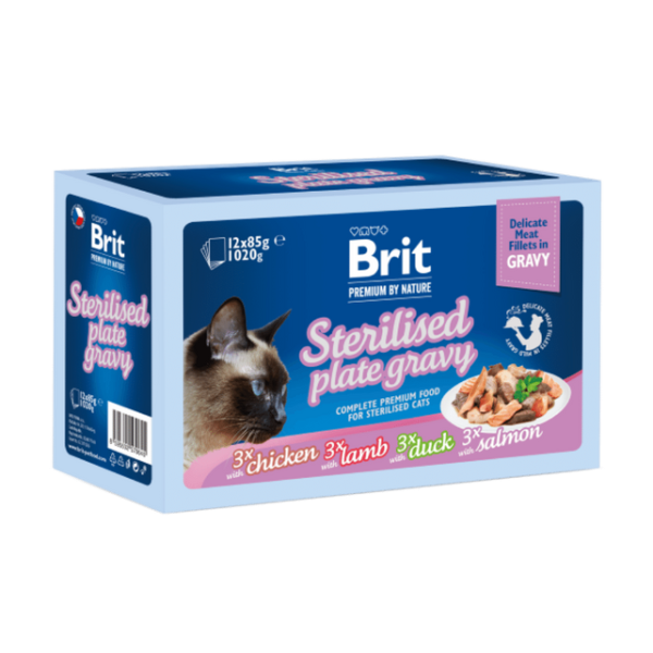 BritPremium Maca Delikate Fileta në Salcë Familjare Të Sterilizuar (12x85g) 1,02 kg