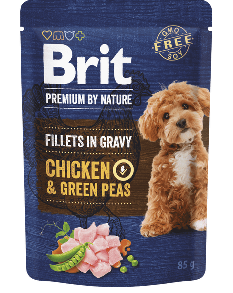 Brit Premium nga Natyrë Filetat e Qenit në Salcë Pulë & Bishtajë Gjelbër 85 g