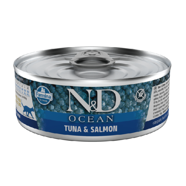 N&D Ocean Ton Peshk me Salmon pa Grurë për Macet e Rritura 70gr