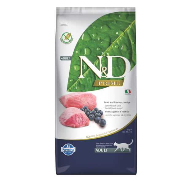 N&D Prime Mishi Qengji dhe Boronica e Egër pa Grurë për Macet e Rritura 5kg