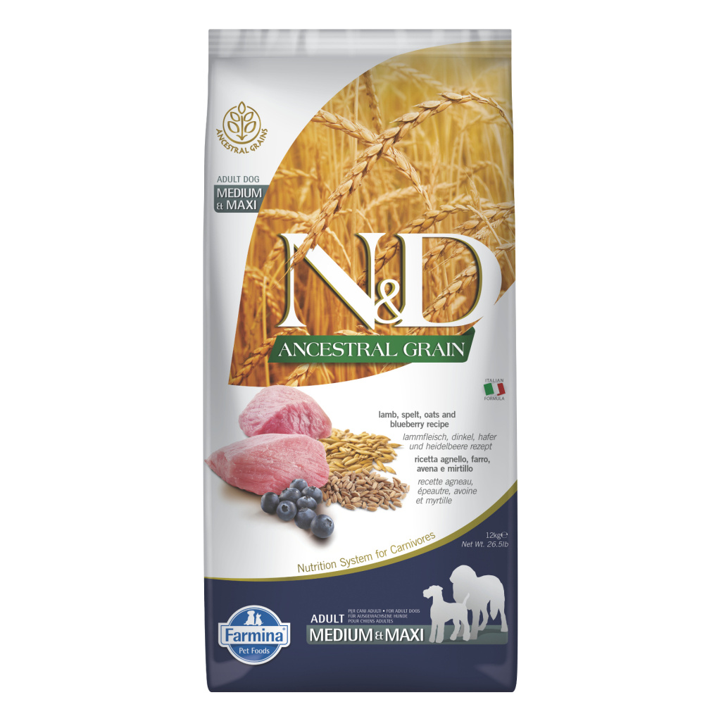 N&D Ancestral Mishi Qengji dhe Boronicë e Egër për Qentë e Rritur të Racave të Mesme dhe të Mëdha 12kg