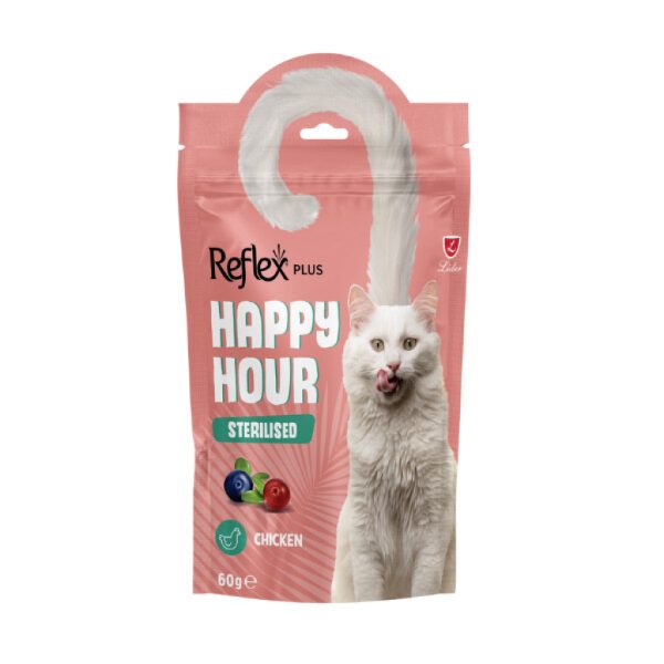 Reflex Plus Happy Hour Me Pulë, Boronica dhe Qershi për Macet e Sterilizuara 60gr