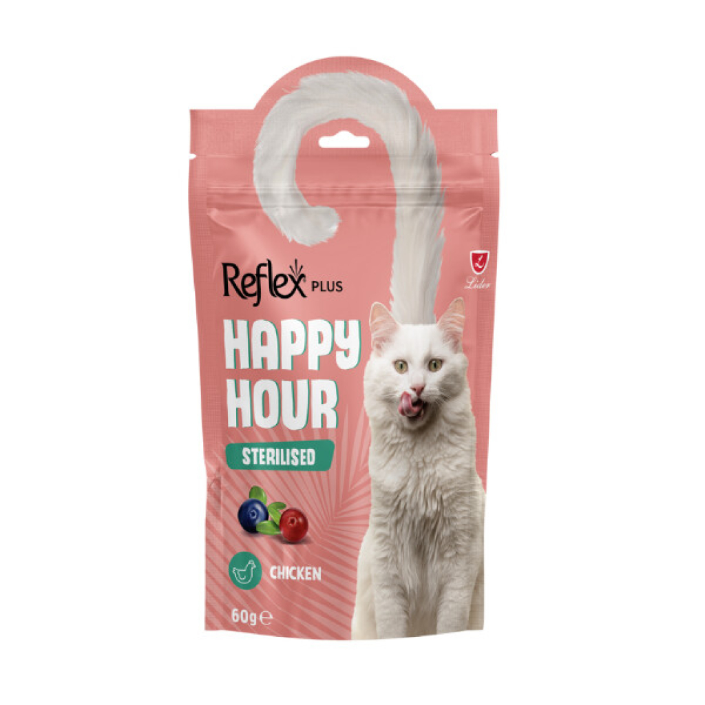 Reflex Plus Happy Hour Me Pulë, Boronica dhe Qershi për Macet e Sterilizuara 60gr