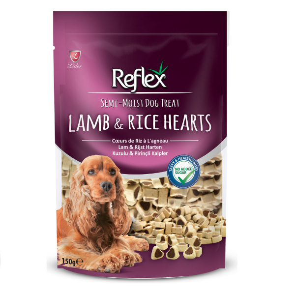 Reflex Me Qengj dhe Oriz Mini Zemra Pjesërisht e Butë Trajtim Qeni 150gr