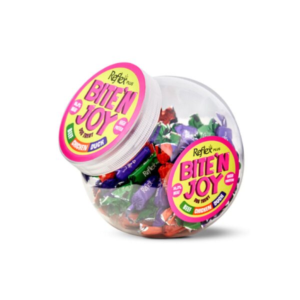 Reflex Plus Bite'n Joy Qengji me Mish, Pulë dhe Me Mish Pata për Qentë 250gr