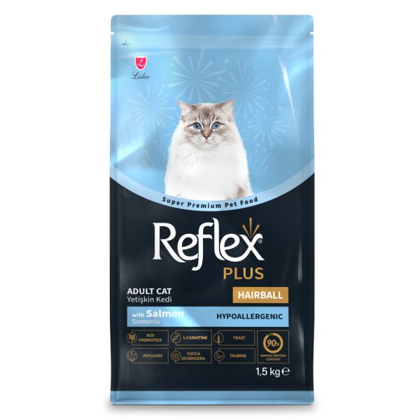 Reflex Plus Hipoalerjenik Hairball Salmon për Macet e Rritura 1.5kg