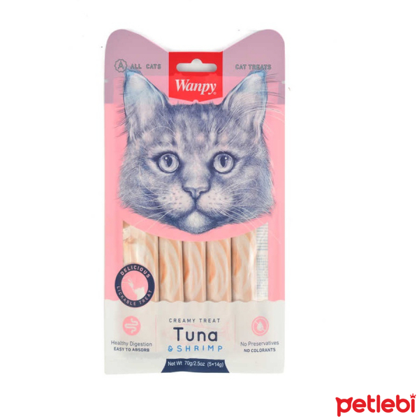 Wanpy Krem për Mace me Ton dhe Karavidhe për Mbështetje të Sistemëve të Tretjes 14gr (5’li)