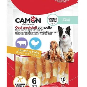 Rripa Mini të RAWHIDE me Pulë (10copë) 6cm - 80g