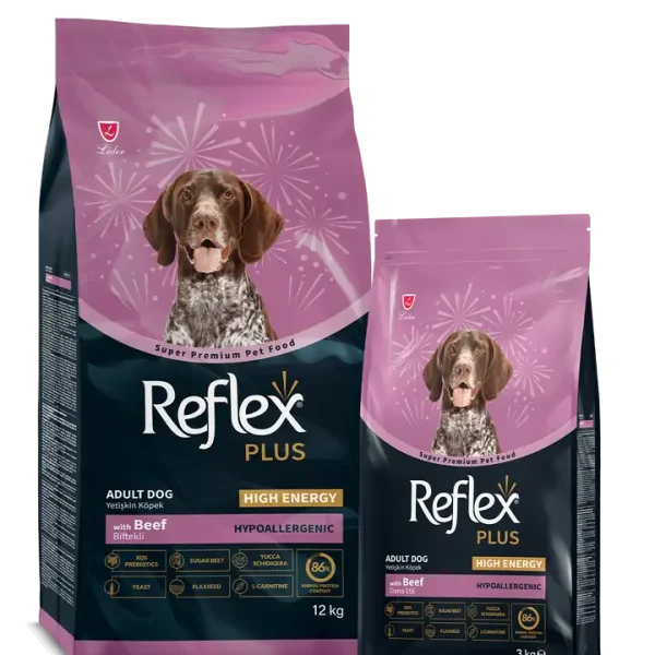 Reflex Plus Energjik i Lartë me Mish Qeni për Të Rritur 12 kg