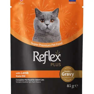 Reflex Plus Sos Në Brendësi Me Copëza Mishi Qengji për Macet e Rritura 85g