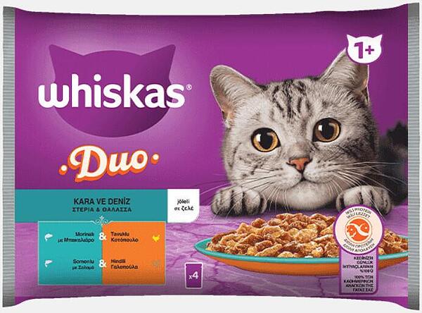 WHISKAS M/P DUO KOD SALMON PULË – KICHE 4X85gr