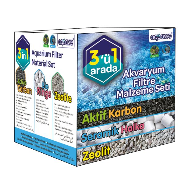 Aquawe – Set 3 në 1 i Materialeve të Filtrit për Akuarium