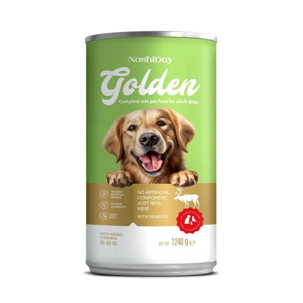 Nashiday Golden Ushqim i Lagësht Komplet për Qen të Rritur me Shije Dreri – 1240g