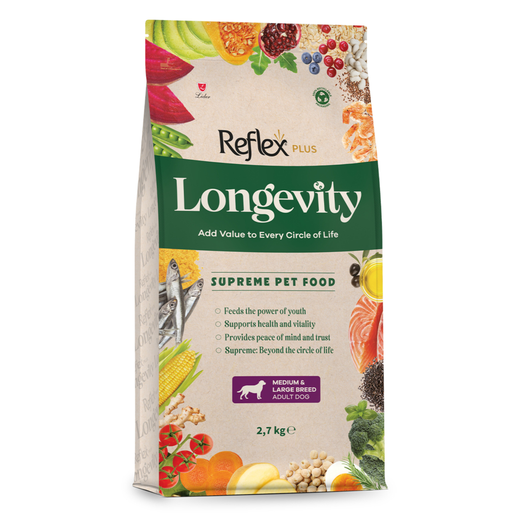 Reflex Plus Longevity Hipoalerjenik Ushqim për Qentë e Rritur të Racave të Mesme dhe të Mëdha 2,7kg