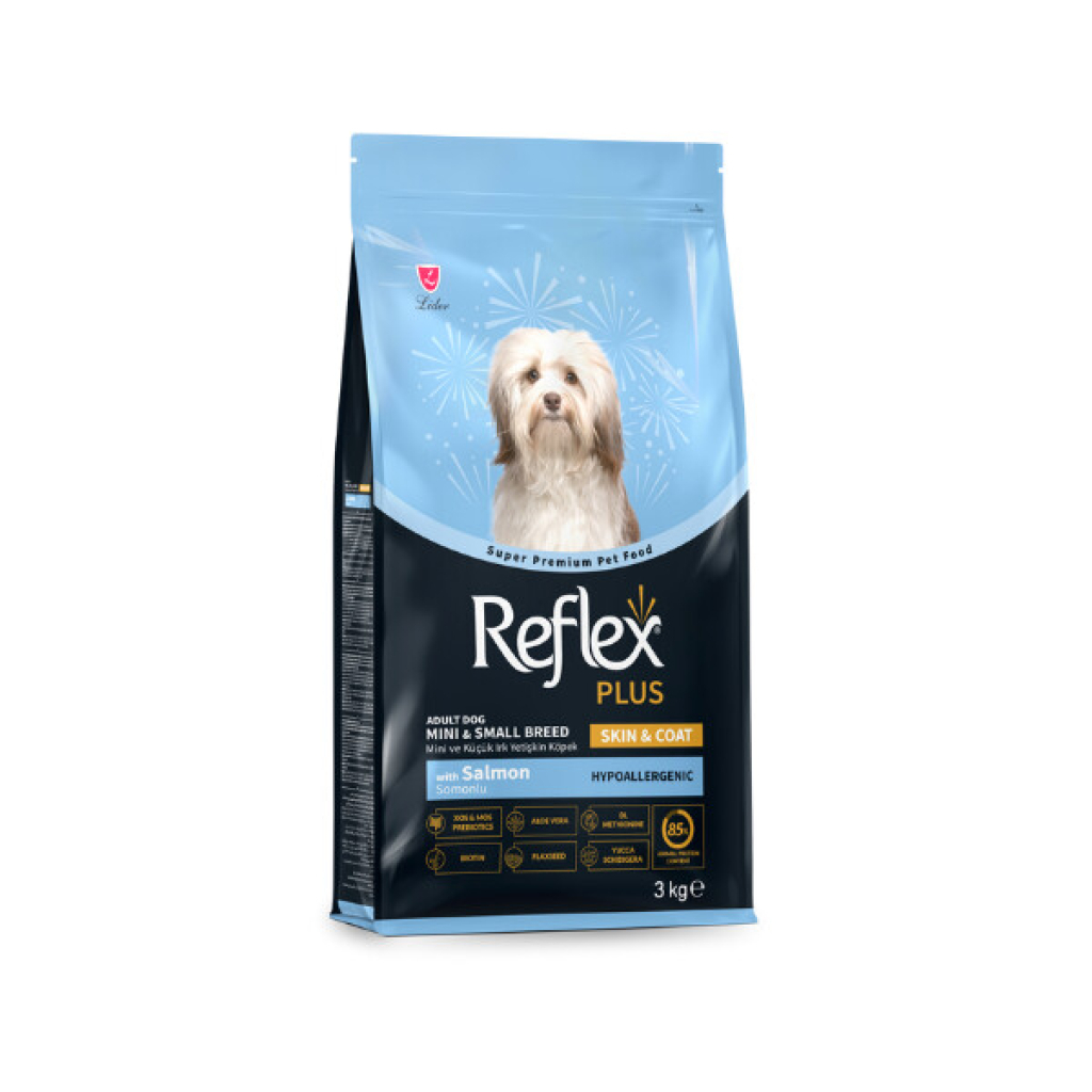 Reflex Plus Hipoalergjik për Shëndetin e Lëkurës dhe Të Qimeve me Salmon për Qenët e Vegjël të Rritur 3kg