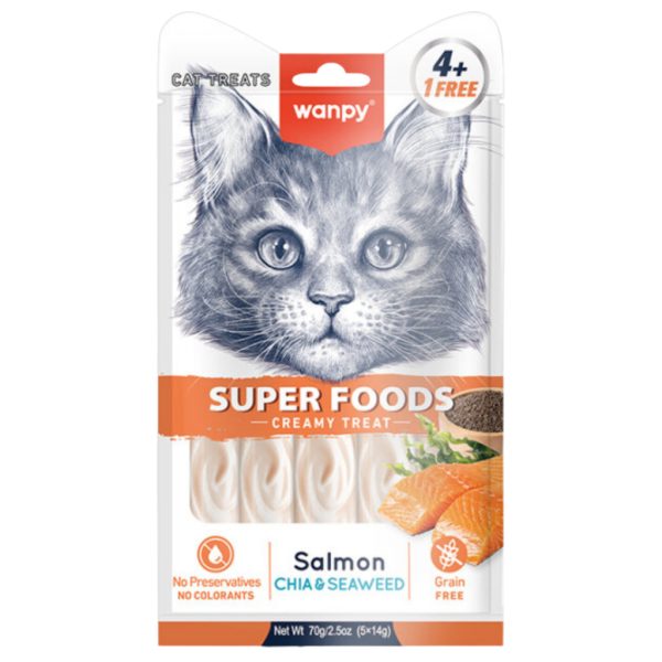 Wanpy Super Foods Salmon Chia dhe Alga Deti MACE Kremë Shpërblimi 14gr (5'li)