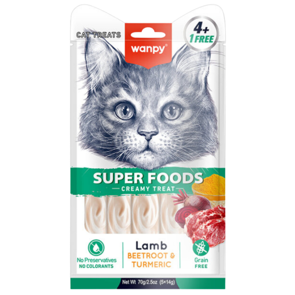 Wanpy Super Foods Qengji, Pancar dhe Zerdeçallë Kedi Krema Shpërblimi 14gr (5'li)
