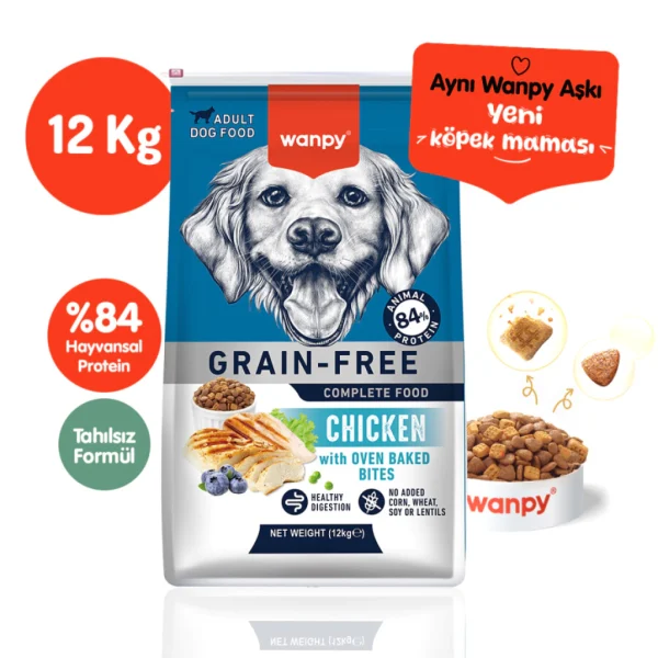Wanpy Ushqim për Qentë të Rritur pa Grurë me Pulë 12kg