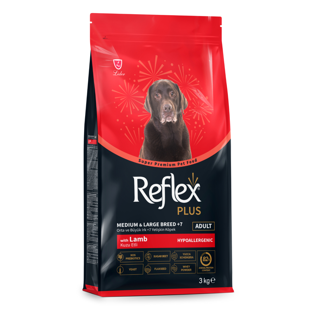 Reflex Plus Hipoalergjik për Qentë e Vjetër me Qengj për Racat e Mesme dhe të Mëdha mbi 7 Vjeç 3kg
