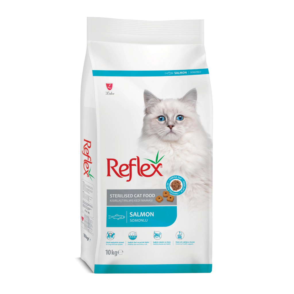 Reflex Mëngjesi me Salmon dhe Oriz për Macet e Sterilizuara 10kg
