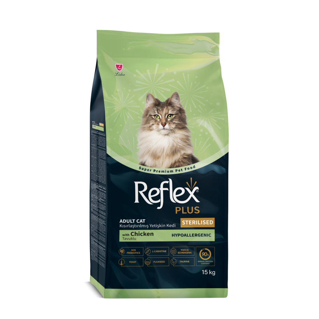 Reflex Plus Mëngjesi me Pulë për Macet e Sterilizuara 15kg