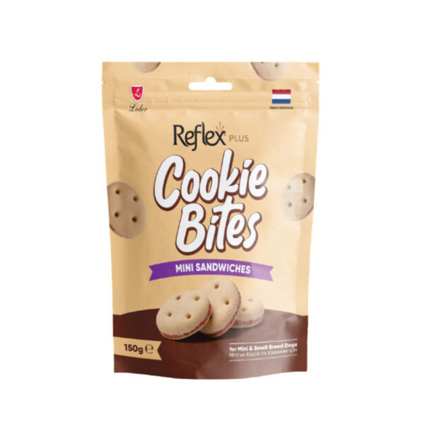 Reflex Plus Cookie Bites Mini Sanduiçë për Qentë e Racave të Vogla 150g