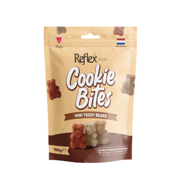 Reflex Plus Cookie Bites Mini Teddy Bears Përdorimi për Qentë e Racave të Vogla 150g