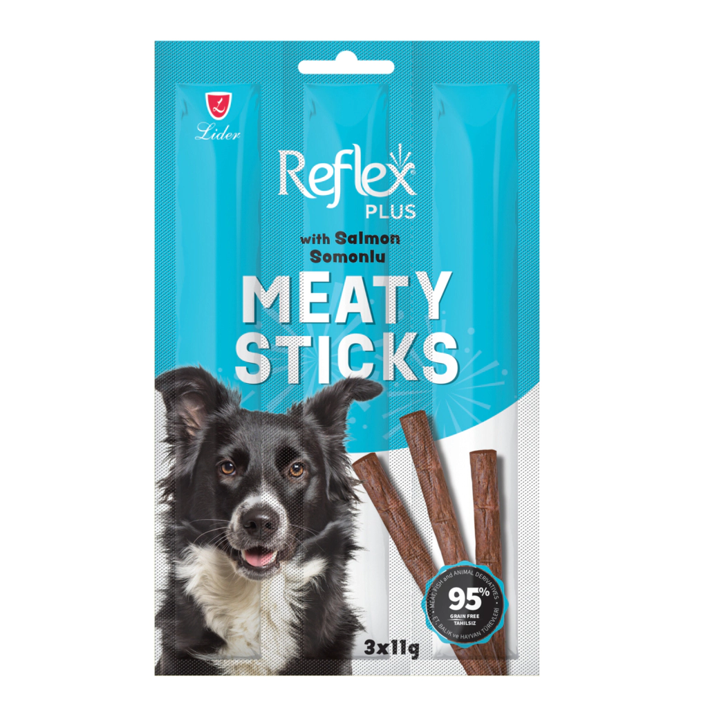Reflex Plus Meaty Sticks me Salmon për Qentë 11gr (3’lü)