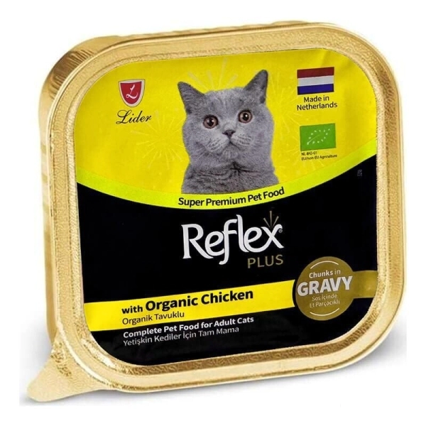 Reflex Plus Konservë për Macen e Rritur me Pjesë Organike Pule në Sos 85gr